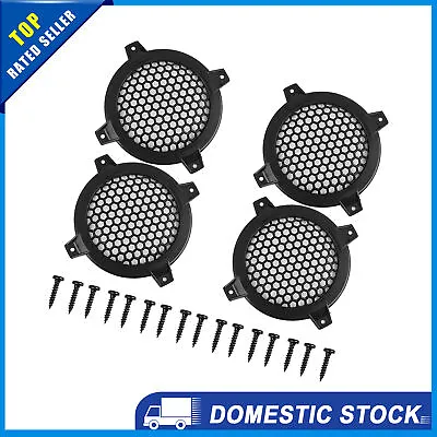 Universal 4  Black Car Speakers Cover Mesh Woofer Subwoofer Grill Pack Of 4 • £8.86