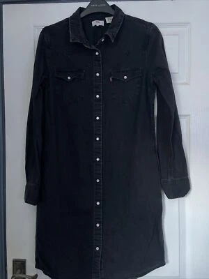 £20 • Buy Levis Denim Shirt Dress Long Sleeve Pearl Snap Button Pockets Womens Size S