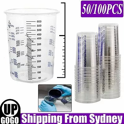 50 100pcs Disposable Graduated Paint Mixing Cups UV Resin Epoxy Measuring Ratios • $22.73