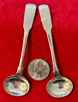 (2) Sterling 3 7/8  Master Salt Spoons - Mitchell & Russell - Edinburg - 1814 • $29.95