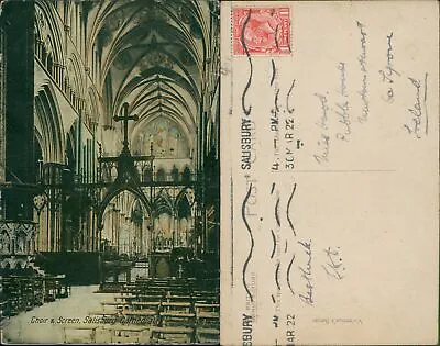 Salisbury Choir & Screen 1922 Machine Cancel Valentines • £4.60