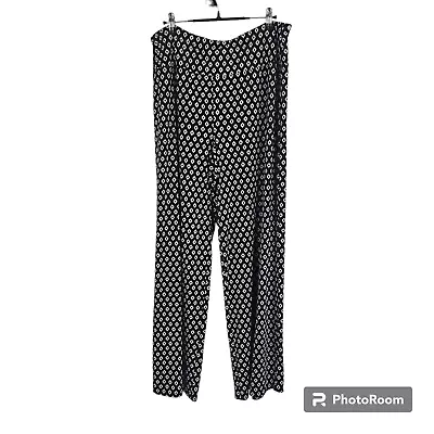 J Jill Wearever Pants Black Smooth-fit Full Leg Diamond Print Stretch Size L • $19.99
