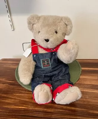 Vermont Teddy Bear Denim Overalls &Red Bandana Scarf • $25