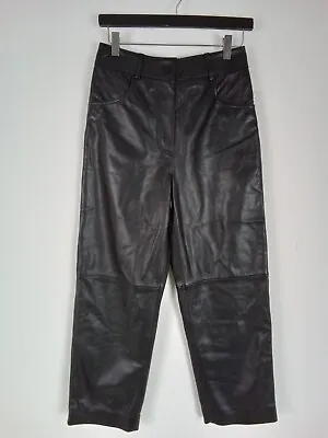£59.99 • Buy Women's M&S Autograph Trousers Leather Seam Detail Straight Leg Pockets NWOT F2