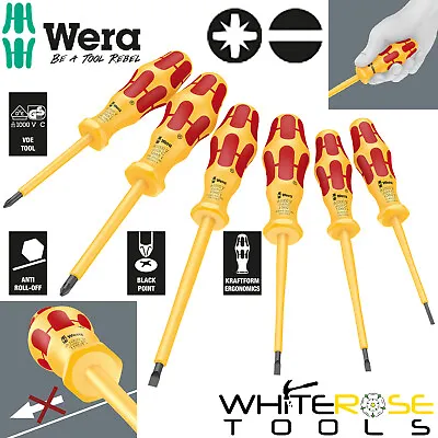 Wera Screwdriver Set Kraftform VDE Insulated 6pc Pozi Slotted 1060 I/1065 I/6 • £29.35