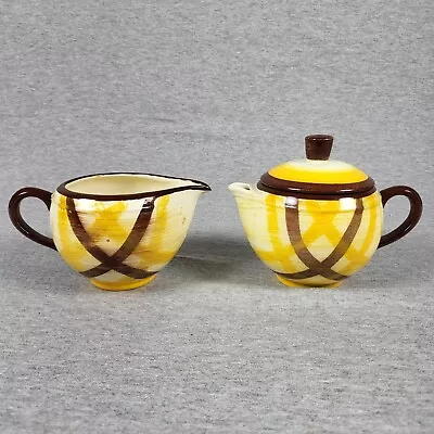 Vernonware Metlox Organdie Plaid Creamer & Gravy Yellow And Brown   • $20