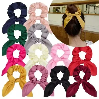 £2.79 • Buy Scrunchie Scarf Satin Hair Bow Ponytail Elastic Hairband Rope Ribbon Ties