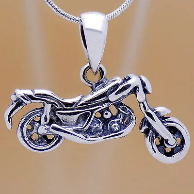 Vintage Massive Solid 925 Sterling Silver Bike Motorcycle Be Wild 3D Pendant • $25.40