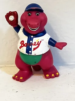 Lyons Vintage Barney Baseball Player Purple Dinosaur Plastic Toy Figure 5  • $5.25