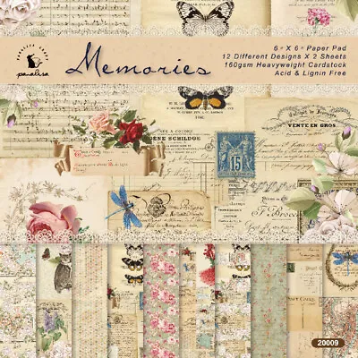 12X Vintage Flower Paper Pad Scrapbooking Photo Album Card Journal DIY Craft  • £3.99