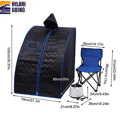 1KW Portable Steam Sauna Tent Home Personal Sauna Room Full Body Spa 2L Black • $93