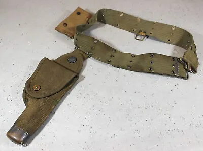 US Pre WW1 Cavalry Experimental 1911 Canvas Mills Holster 1914 Eagle Snap Belt • $1325