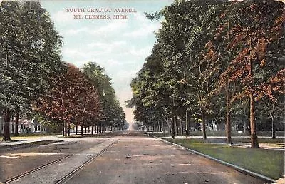 Mt Clemens Michigan~South Gratiot Avenue Homes~Trolley Tracks~1908 Postcard • $6