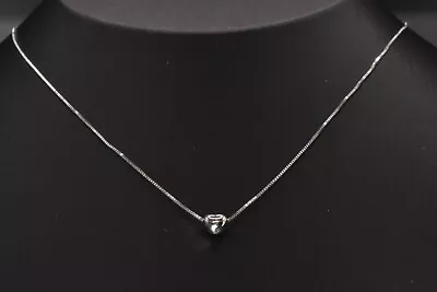 14K Solid White Gold Box Chain Necklace With White Gold Heart Pendant • $145