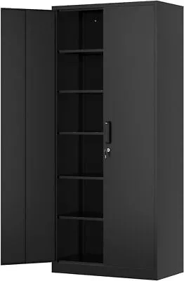 Metal Storage Cabinet-71” Tall Steel File Cabinets With Lockable Doors Shelves • $139.48