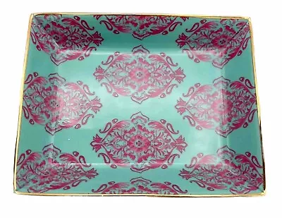 J. Crew Ceramic Trinket Dish Jewelry Organizer Turquoise Pink • $6