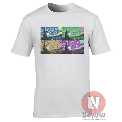 Vincent Van Gogh Starry Night  Pop Art T-shirt Aesthetic Vaporwave Tshirt Tee • £13.49