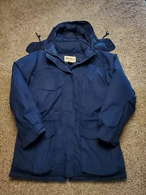 Vintage Eddie Bauer Snowline Parka Jacket Medium Womens Blue Goose Down Hooded • $40