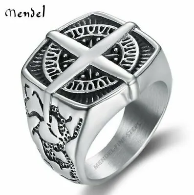 MENDEL Mens Nautical North Star Compass Biker Ring Stainless Steel Size 7-15 • $12.99