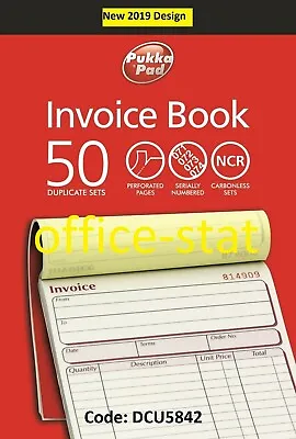 Duplicate Invoice Book NCR Receipt Record Numbered Pad 50 Sets PUKKA DCU5842 • £4.99