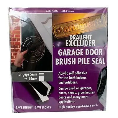 Garage Door Draught Excluder Brush Pile Weather Seal Self Adhesive 7m Stormguard • £19.68