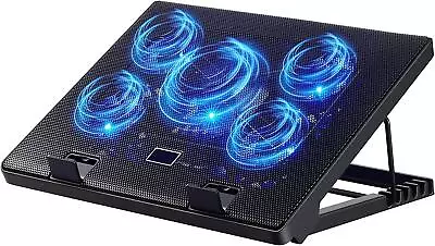 £12.95 • Buy Quiet Laptop Cooler 5 Powerful Fans Gaming Cooling Mat Pad Stand Tilt For 12-17 