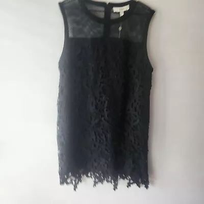 Cameo Mini Dress XL See Through Mesh Netting Black Floral Goth Punk Sleeveless • $22.50