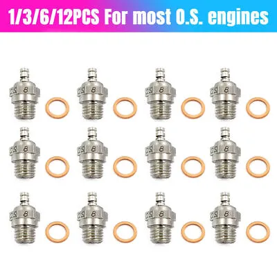 1-12X OS Glow Plug No.8 Standard Glow Plug Spark Medium For RC Car Nitro Engine • $59.61