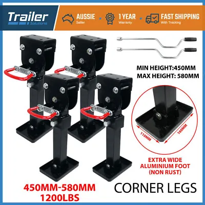 X4 Corner Legs Drop Down Stabilizers 450mm Handle 1200lbs Caravan Camper Trailer • $239