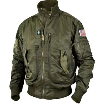 Mens Flight Air Force Pilot Flying Army Military Outwear Bomber MA-1 Jacket Coat • $40.81