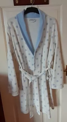 LADIES CREAM/BLUE DRESSING GOWN--size 12/14 UK • £4.50