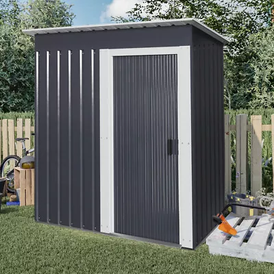 5 X 3ft Garden Shed Galvanised Metal Shed Outdoor Storage Small House Deep Grey • £145.95