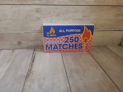 $8.99 • Buy STRIKE On BOX 250 LARGE Wood Kitchen MATCHES Red Tip Wood Camping