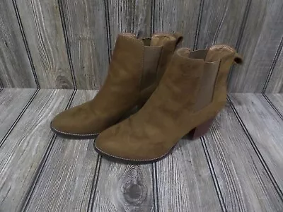 Women's 9 J.crew Factory Brown Rory Microsuede Heeled Boots • $35