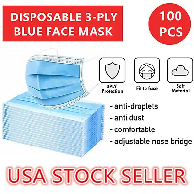 100 Disposable Face Masks - 3 Ply Non-Medical Protective Mouth Cover Respirator • $7.99
