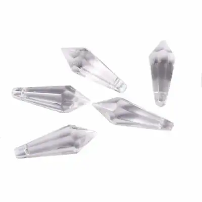 £3.99 • Buy 5 Clear Teardrop Faceted Crystals Glass Beads - Sun Catcher - 14mmx38mm - P00529