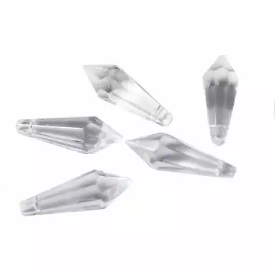 £3.79 • Buy 5 Clear Teardrop Faceted Crystals Glass Beads - Sun Catcher - 14mmx38mm - P00529