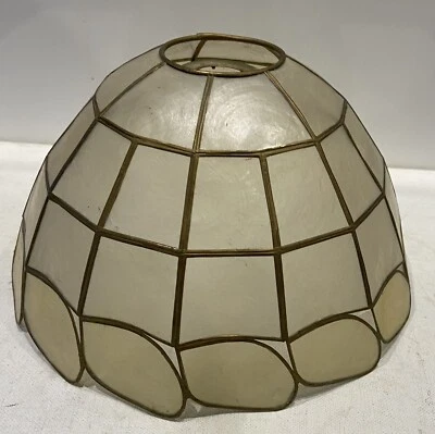 Vintage Capiz Shell Ceiling Lampshade - Natural Shade Leaf Pattern - Retro 7.5  • £20