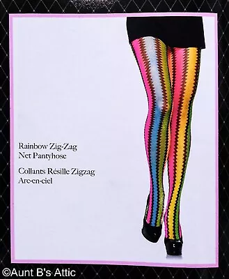 Pantyhose Ladies Rainbow Neon Stripe Pattern Nylon/Spandex Hose One Size • £11.55