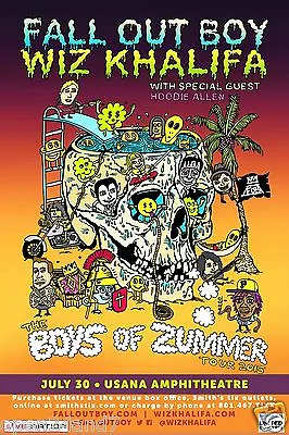 Fall Out Boy/wiz Khalifa  Boys Of Zummer Tour 2015 Salt Lake City Concert Poster • $31.14