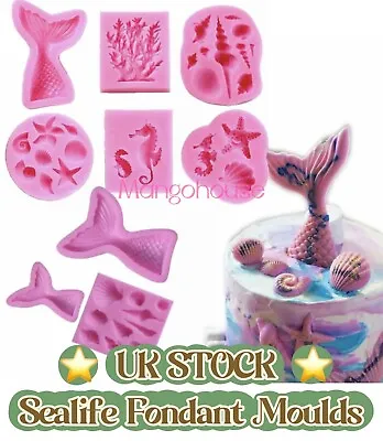 Shell Coral Seaweed Fish Tail Silicone Chocolate Fondant Mould Cake Sugar Craft • £2.92