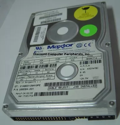 6.4GB 3.5  IDE 40PIN 90640D3 Maxtor Vintage Hard Drive Tested Our Drives Work • $19.95