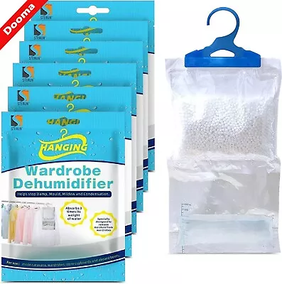 12 Hanging Wardrobe Dehumidifier Bags Damp Mould Moisture Mildew Condensation • £11.85