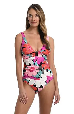 MSRP $98 La Blanca Women's Floral Tankini Swimsuit Top Multicolor Size 10 DEFECT • $22.26