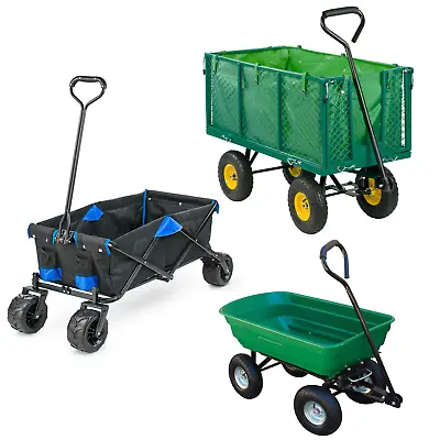 Heavy Duty Outdoor Garden Trailer Large Tipper Cart Trolley Truck Wheelbarrow • £62.95