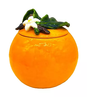 Mid-Century California Metlox Manufacturing Majolica Orange Fruit Kitchen Jar • $225