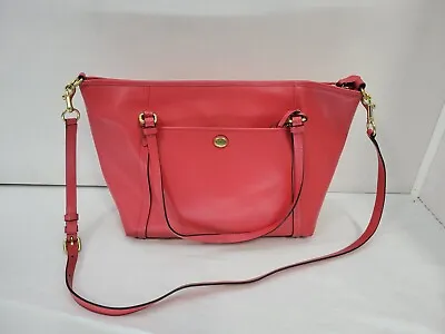 COACH F25667 Peyton Pocket Red Saffiano Leather Tote Handbag Bag C11 Box 3 • $49