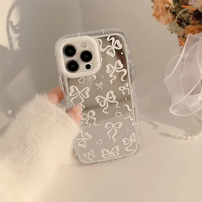 Cute White Bow Back For IPhone 15 14 13 12 11 Pro Max Silicone Phone Case Cover • $8.11