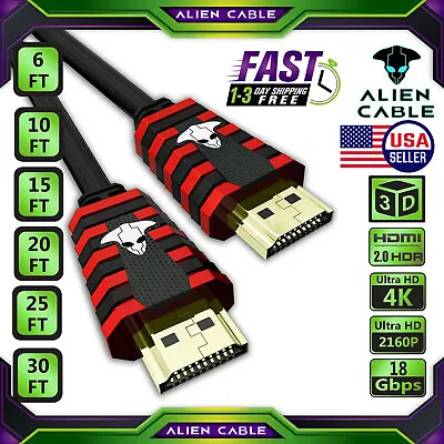 $7.99 • Buy 4K HDMI 2.0 Cable Ultra HD HDTV 2160P 4Kx2K HDR High Speed 60Hz 18Gbps HDCP 2.2