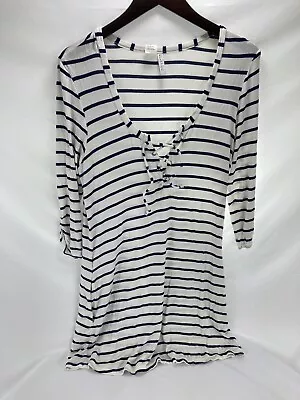 Kenneth Cole Reaction Womens T-Shirt Dress Size Small White With Blue Stripes • $12.10